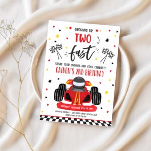 Editable growing up two fast birthday invitation race car two fast birthday two fast boy race car 2nd birthday party 1