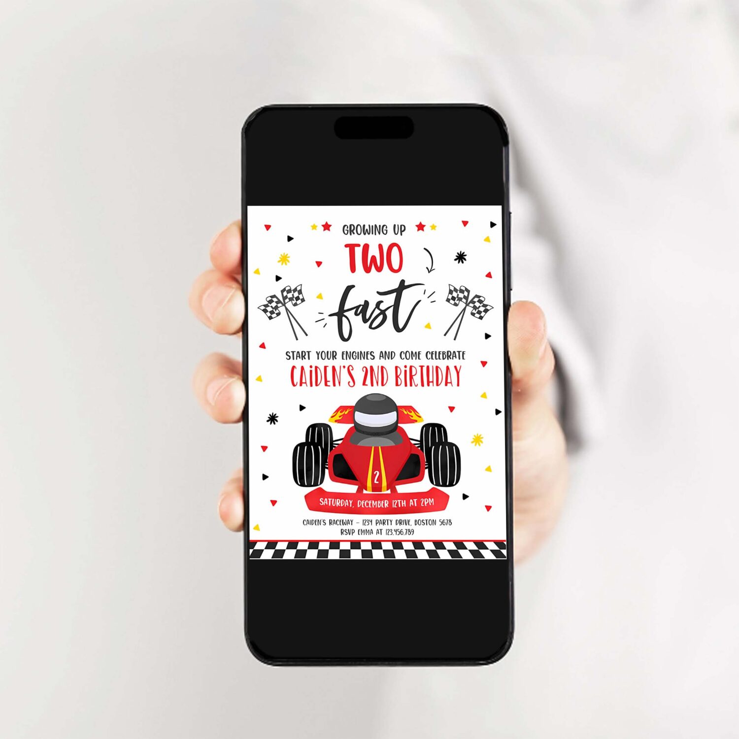 Editable growing up two fast birthday invitation race car two fast birthday two fast boy race car 2nd birthday party 2