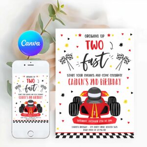Fast One Invitation, Growing Up Two Fast Birthday Invitation