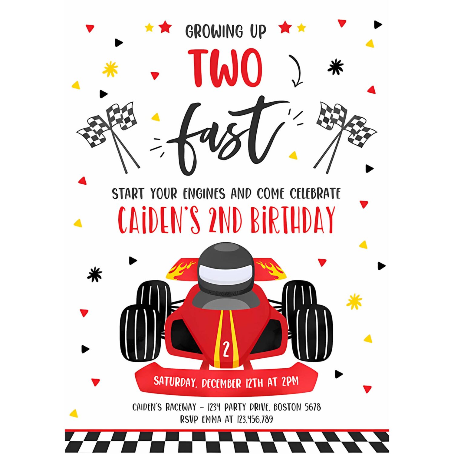 Editable growing up two fast birthday invitation race car two fast birthday two fast boy race car 2nd birthday party 4