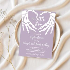 Editable halloween baby shower invitation gothic skellington love hands a little boo is almost due halloween shower instant download ju2 1