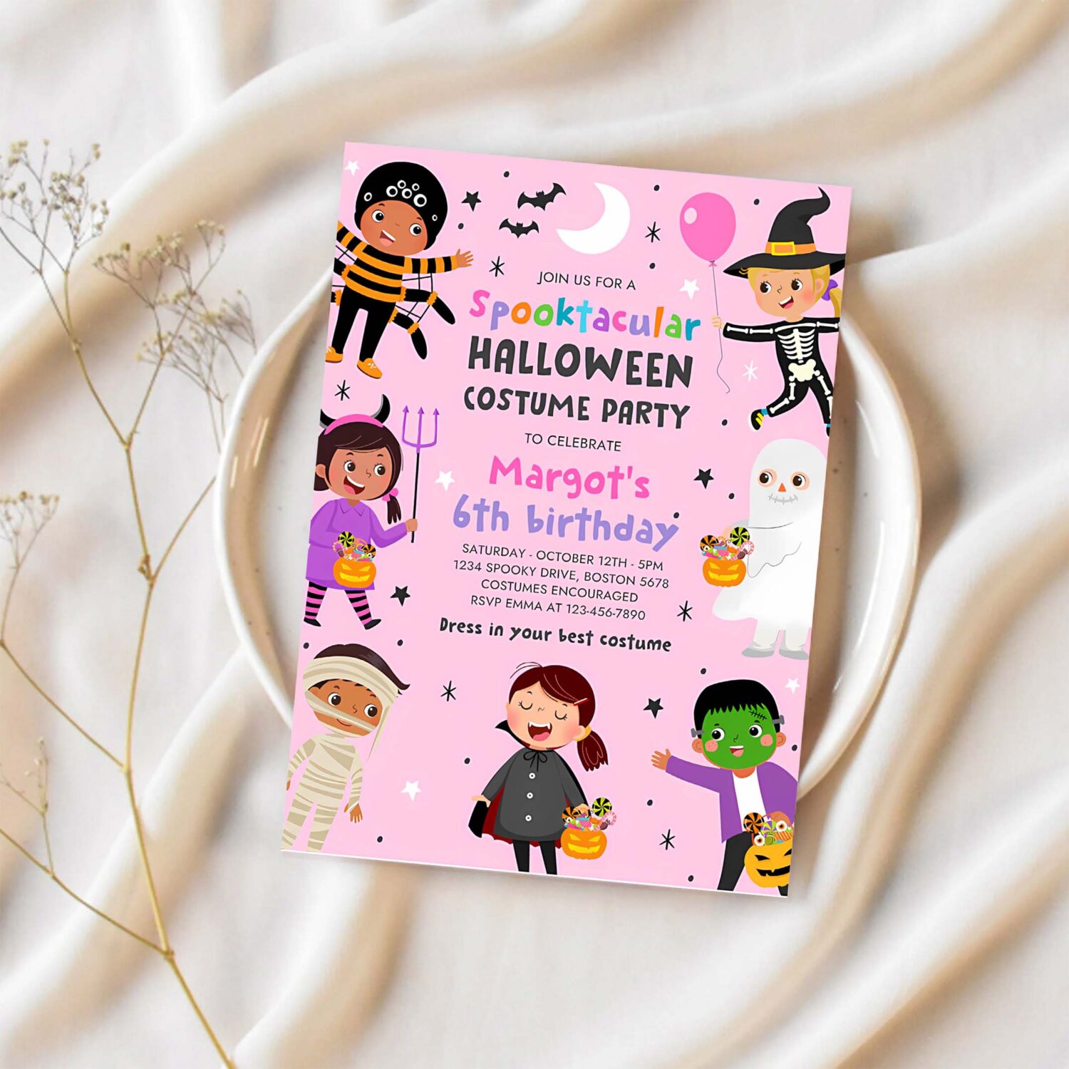 Editable halloween costume party birthday halloween spooktacular birthday party kids halloween costume party instant download y6r 1
