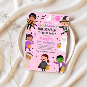 Editable halloween costume party birthday halloween spooktacular birthday party kids halloween costume party instant download y6r 1