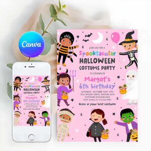 Halloween Costume Invitation, Halloween Costume Party Birthday Halloween Spooktacular Birthday Party Kids Halloween Costume Party