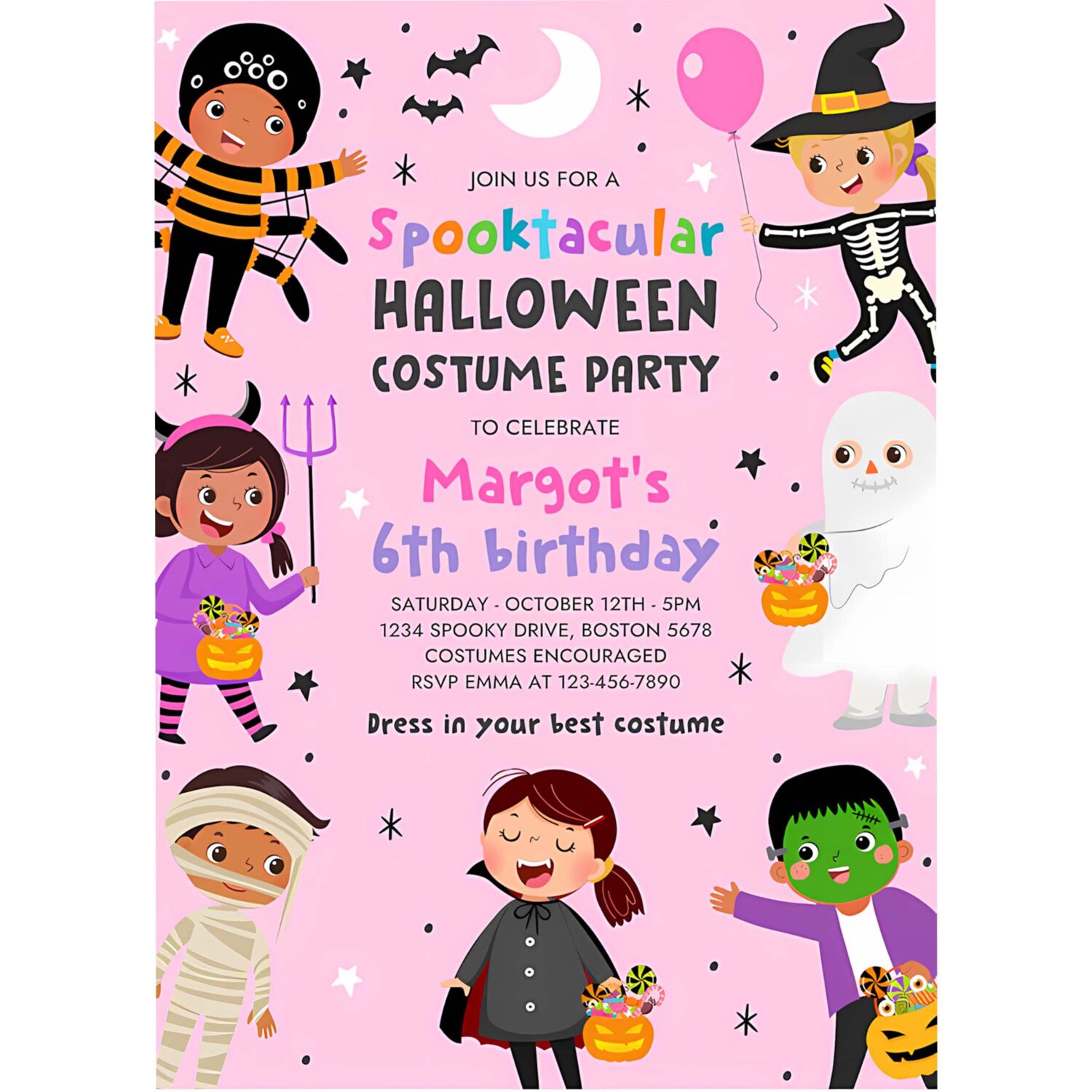 Editable halloween costume party birthday halloween spooktacular birthday party kids halloween costume party instant download y6r 4
