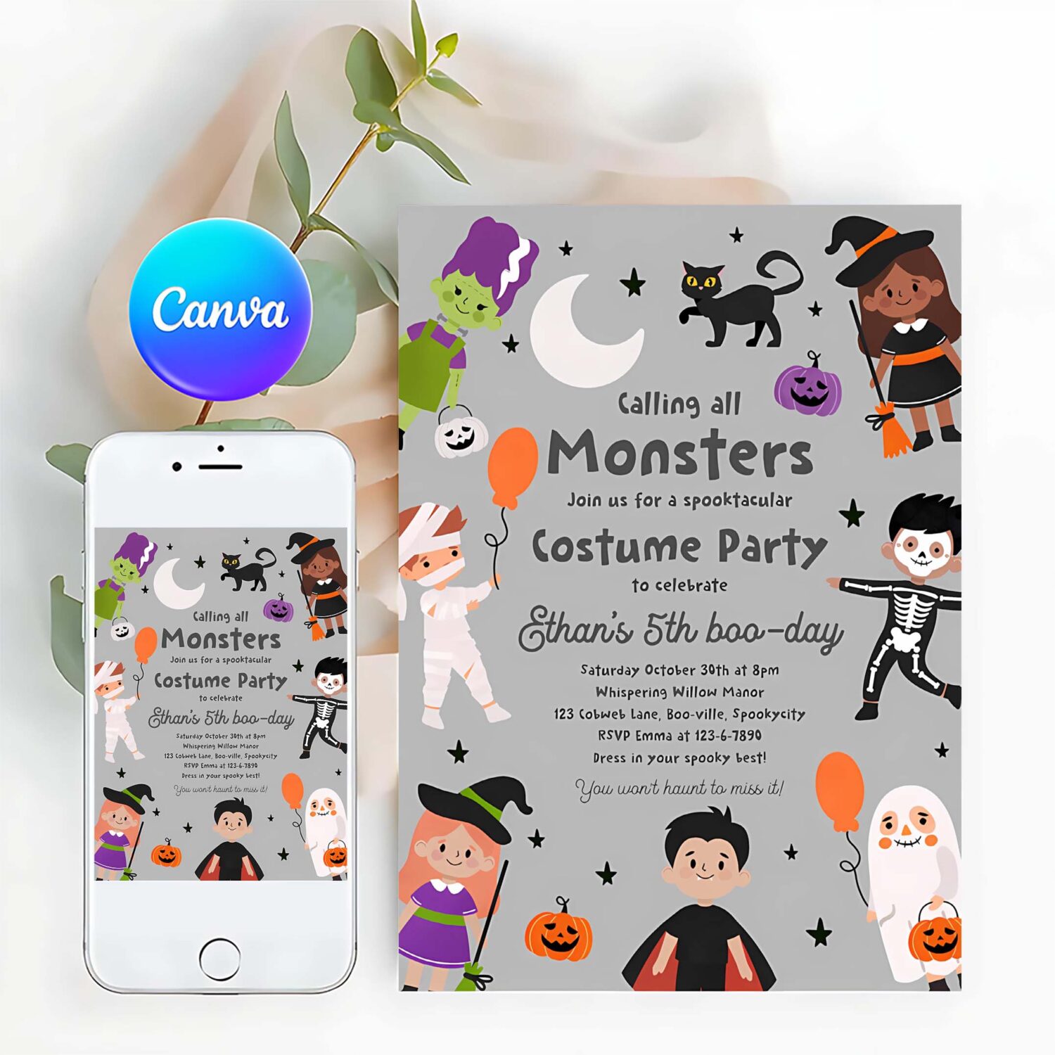 Editable halloween costume party birthday invitation halloween spooktacular birthday kids halloween costume party instant download 7ui