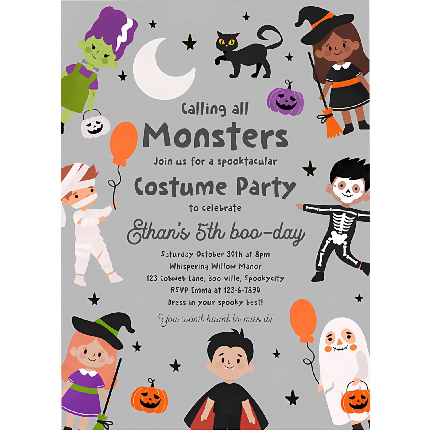 Editable halloween costume party birthday invitation halloween spooktacular birthday kids halloween costume party instant download 7ui 4