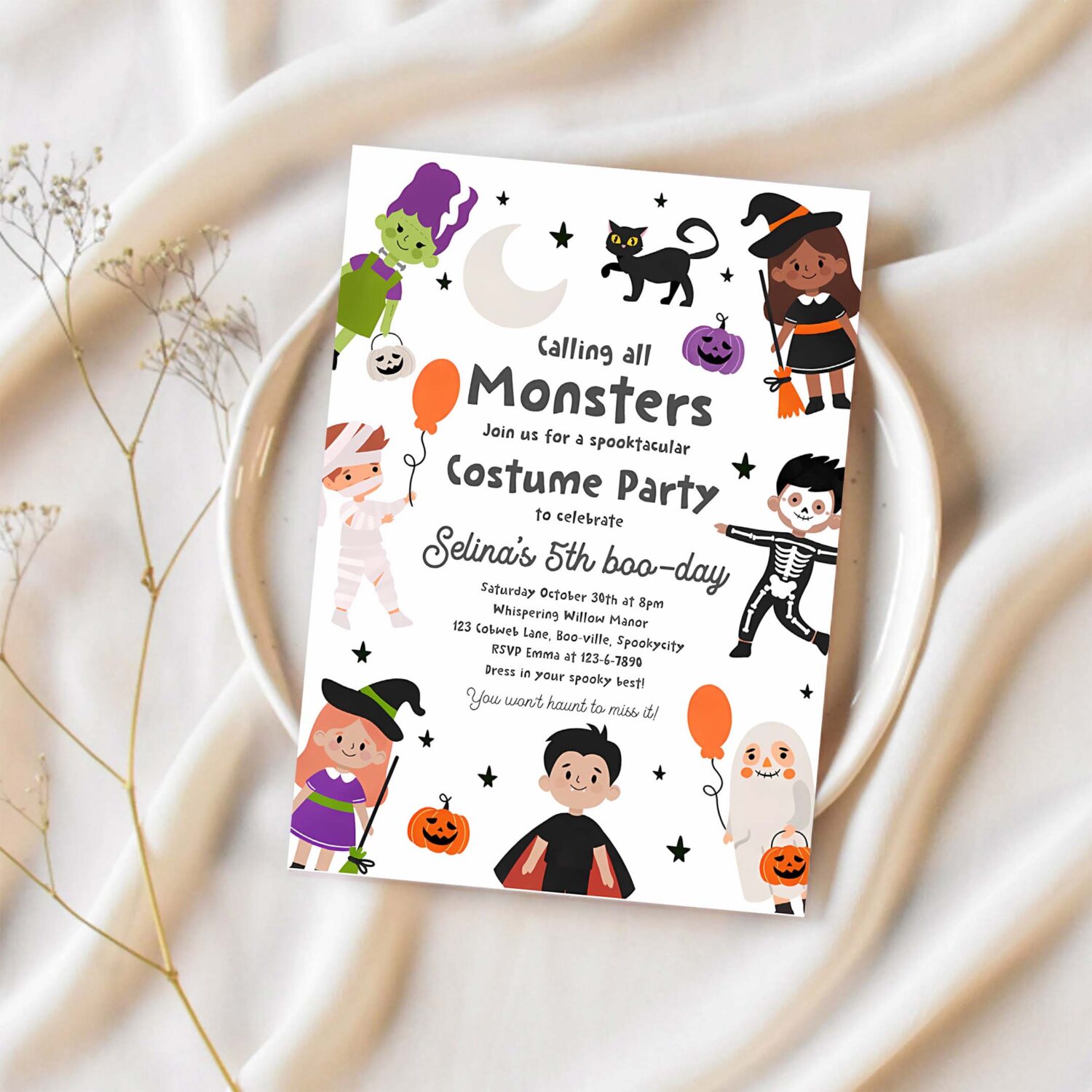 Editable halloween costume party birthday invitation halloween spooktacular birthday party kids halloween costume party instant download 7ui 1