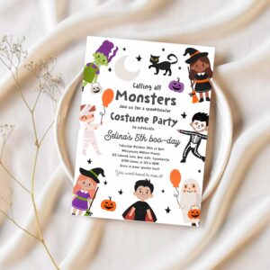 Editable halloween costume party birthday invitation halloween spooktacular birthday party kids halloween costume party instant download 7ui 1