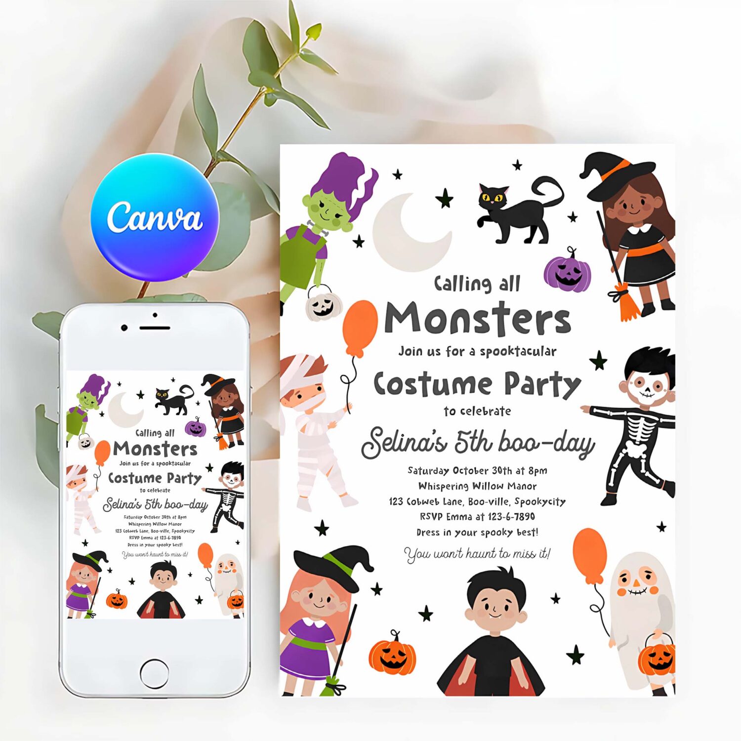 Editable halloween costume party birthday invitation halloween spooktacular birthday party kids halloween costume party instant download 7ui