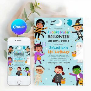 Halloween Costume Invitation, Halloween Costume Party Birthday Invitation Halloween Spooktacular Birthday Party Kids Halloween Costume Party