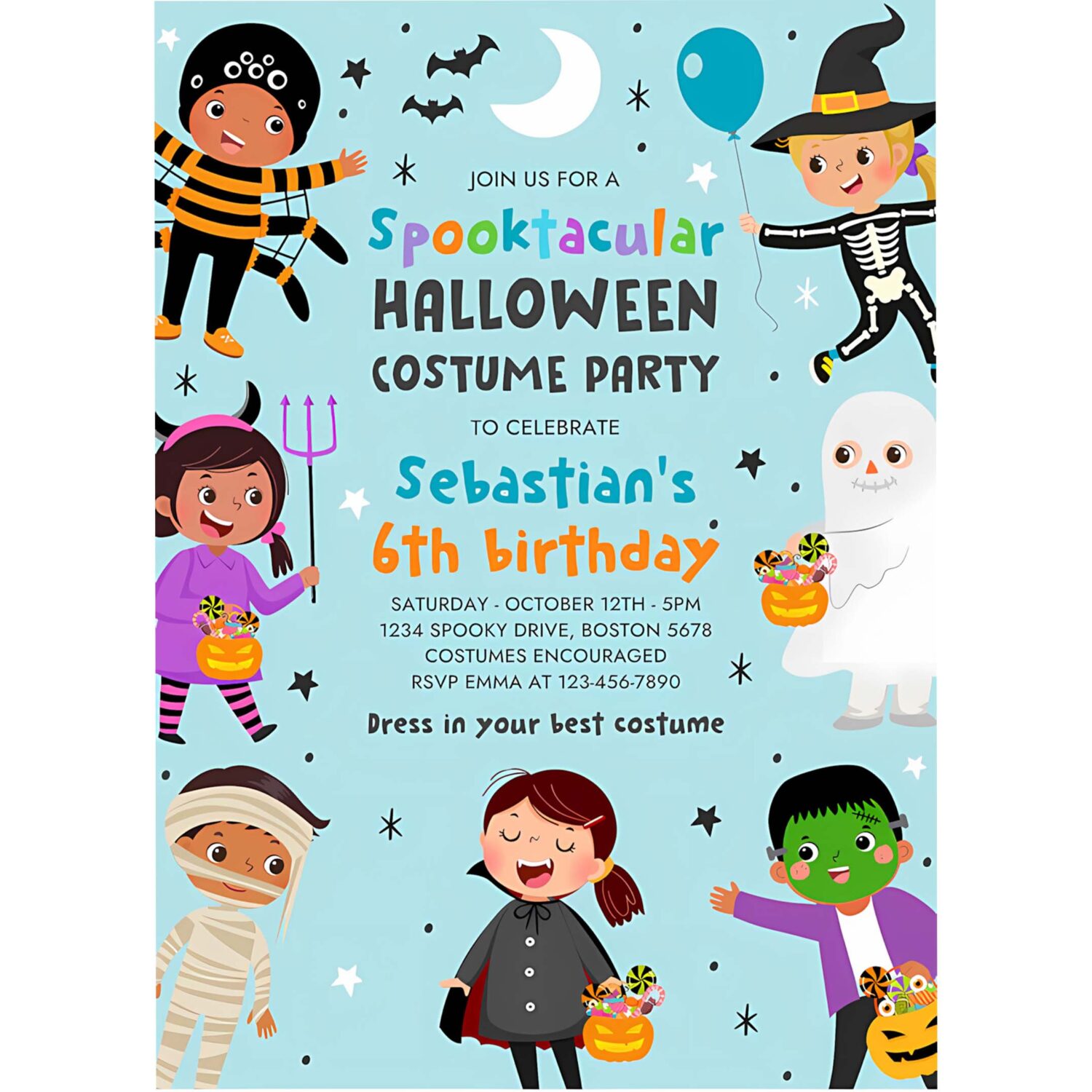 Editable halloween costume party birthday invitation halloween spooktacular birthday party kids halloween costume party instant download y6r 4