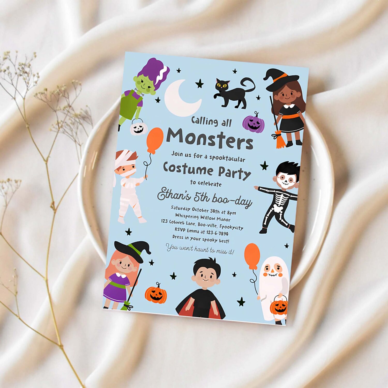 Editable halloween costume party birthday invites halloween spooktacular birthday party kids halloween costume party instant download 7ui 1