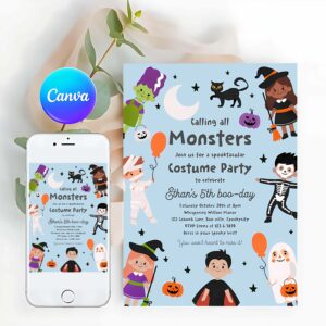 Halloween Costume Invitation, Halloween Costume Party Birthday Invites Halloween Spooktacular Birthday Party Kids Halloween Costume Party