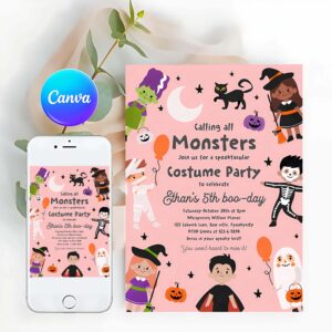 Halloween Costume Invitation, Halloween Costume Party Invitation Halloween Spooktacular Birthday Party Kids Halloween Costume Party