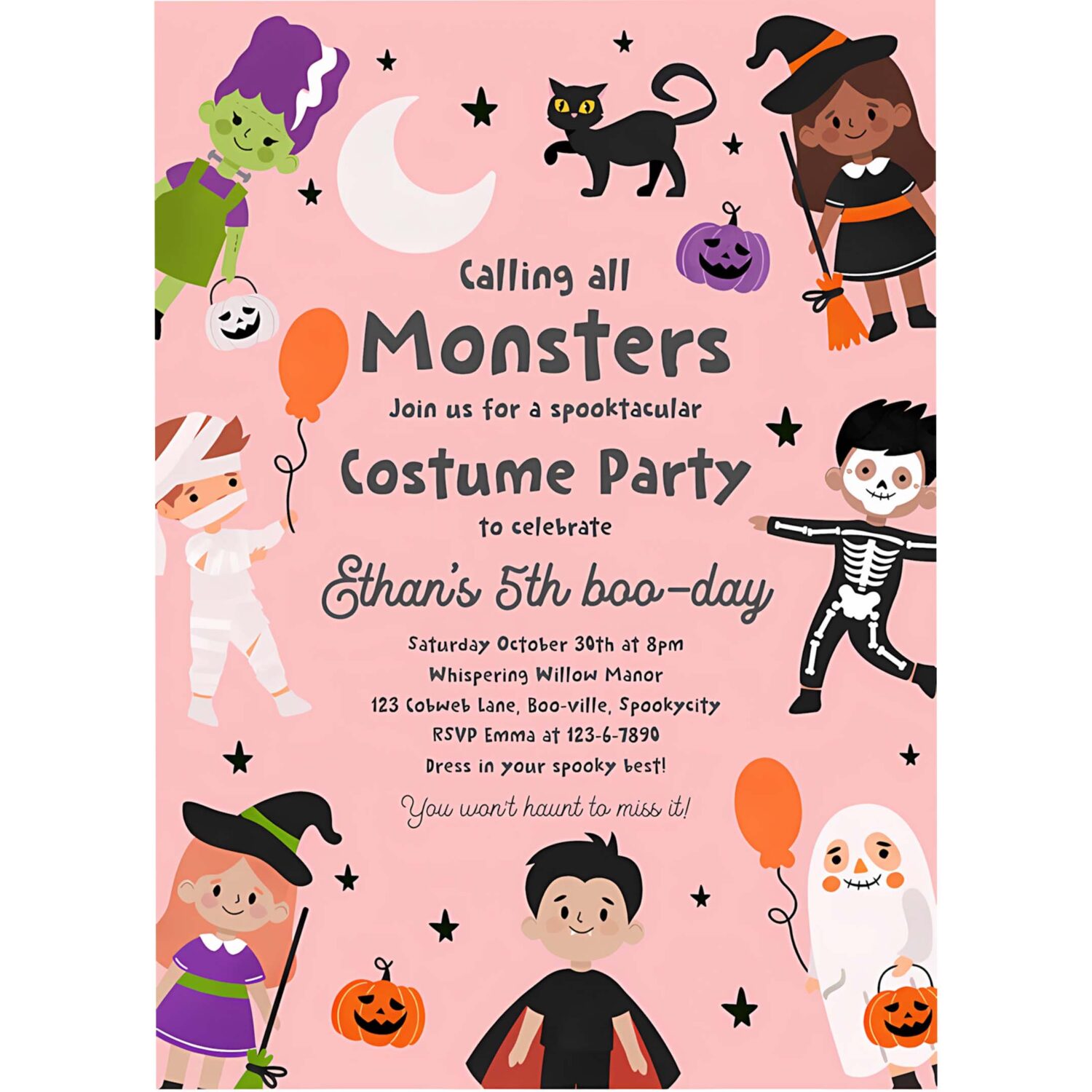 Editable halloween costume party invitation halloween spooktacular birthday party kids halloween costume party instant download 7ui 4