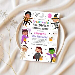 Editable halloween costume party invitation halloween spooktacular birthday party kids halloween costume party instant download y6r 1