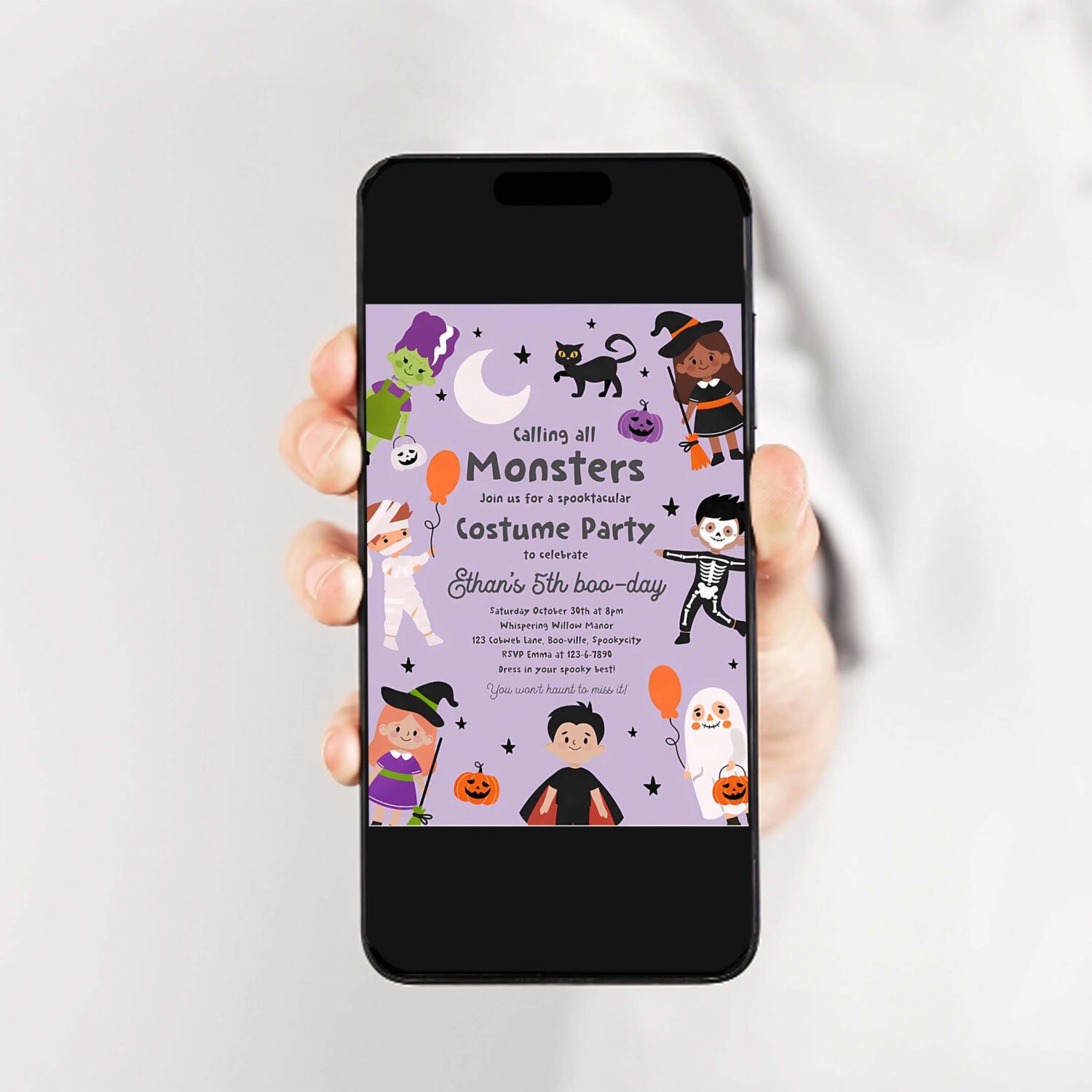 Editable halloween costume party invitation spooktacular birthday party kids halloween costume party instant download 7ui 2