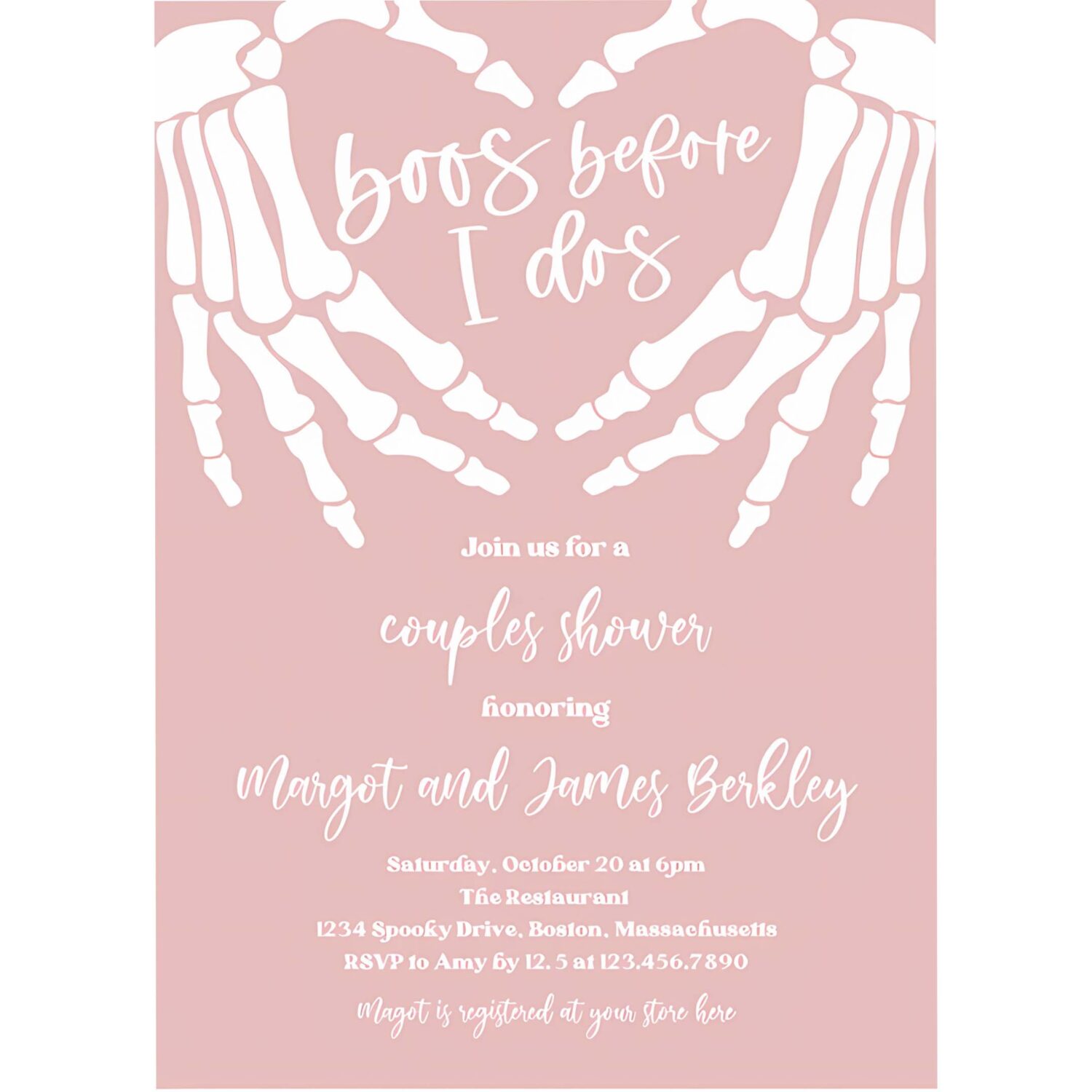 Editable halloween engagement invitation vintage gothic skellington hands boos before i dos couples shower invitation instant download ju1 4