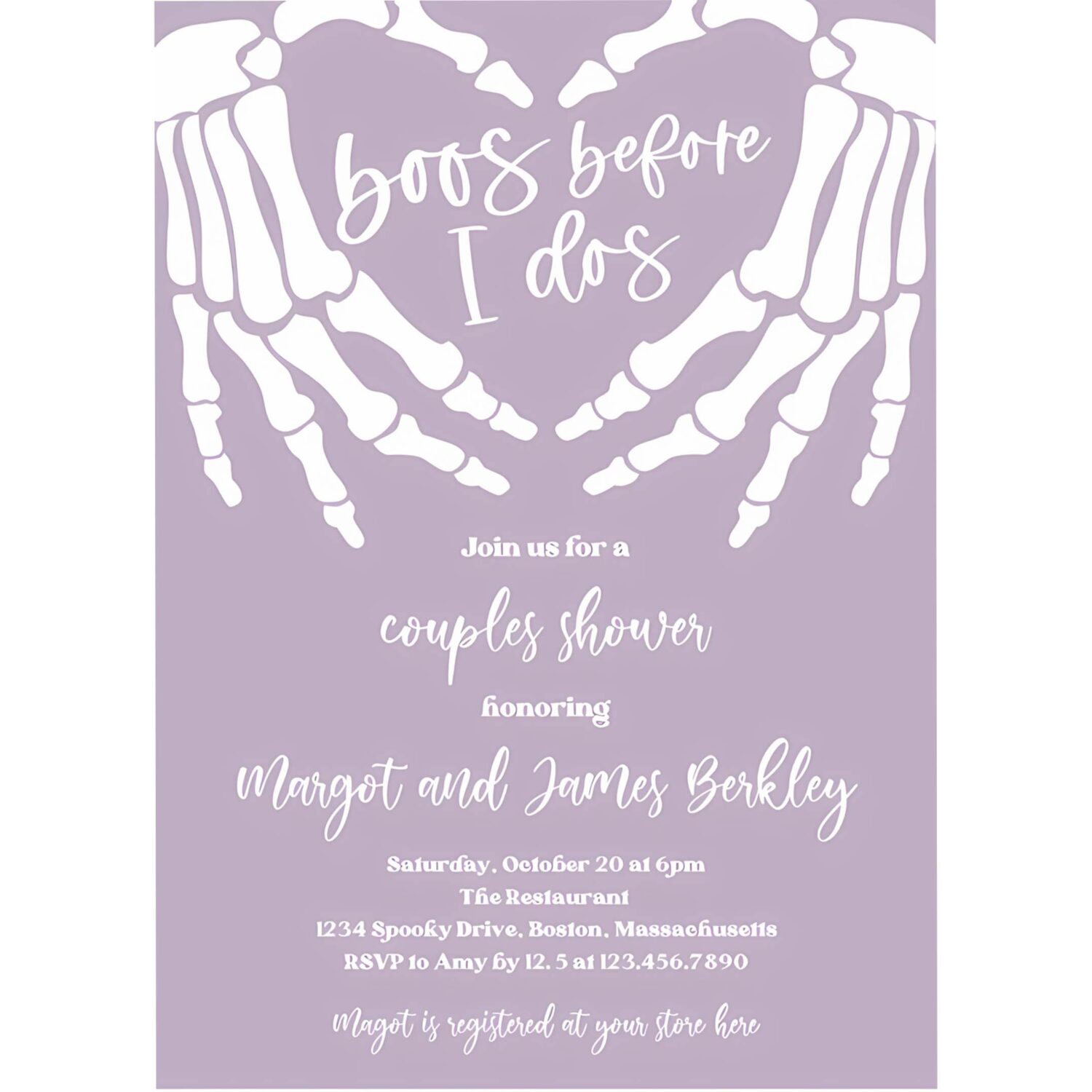 Editable halloween engagement invitation vintage gothic skellington hands boos before i dos couples shower invitation instant download ju2 4