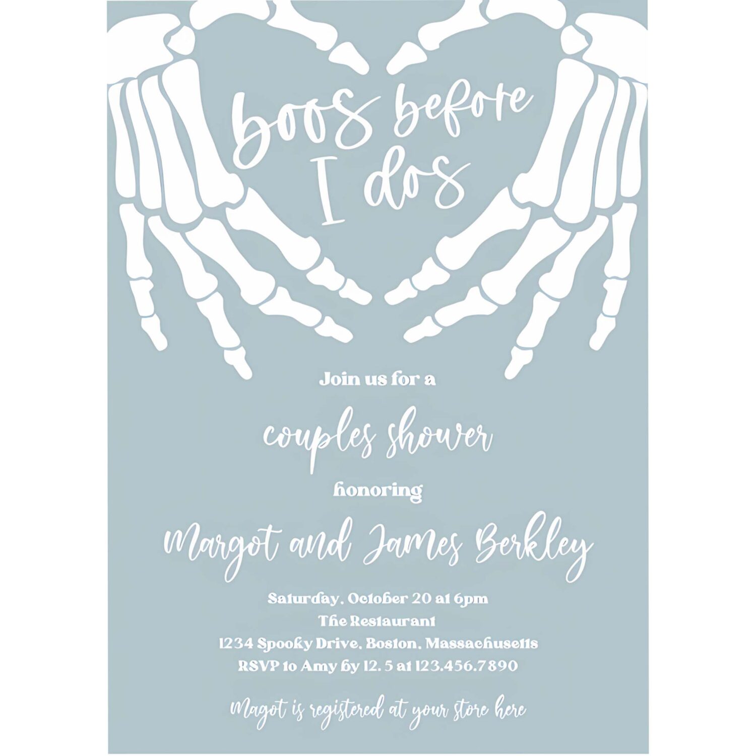 Editable halloween engagement invitation vintage gothic skellington hands boos before i dos couples shower invitation instant download ju3 4