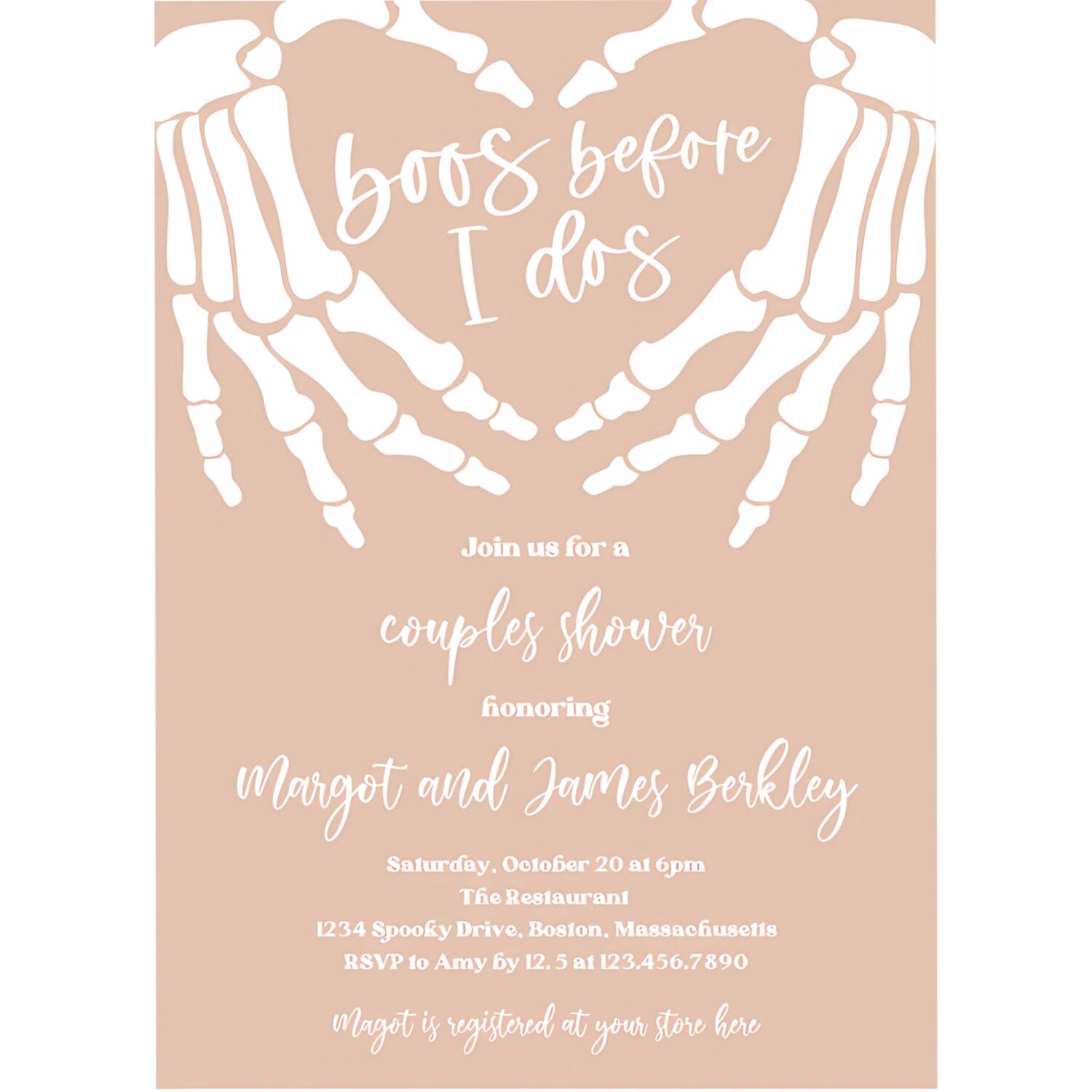 Editable halloween engagement invitation vintage gothic skellington hands boos before i dos couples shower invitation instant download ju4 4