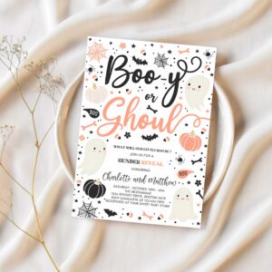 Editable halloween gender reveal invitation little boo ghost gender reveal boo y ghoul gender reveal halloween reveal instant download uy0 1