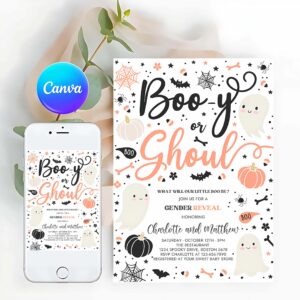 Halloween Gender Reveal Invitation, Halloween Gender Reveal Invitation Little Boo Ghost Gender Reveal Boo-y Ghoul Gender Reveal Halloween Reveal