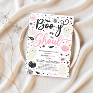 Editable halloween gender reveal invitation little boo ghost gender reveal boo y ghoul gender reveal halloween reveal instant download uy9 1