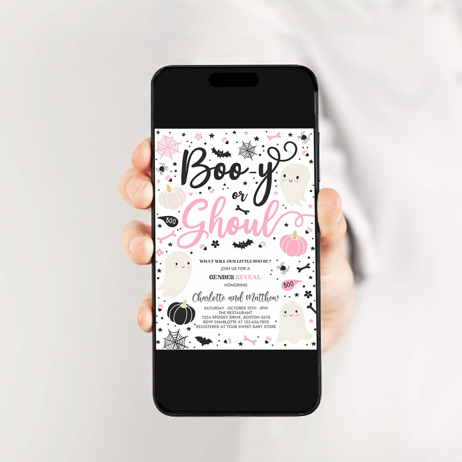 Editable halloween gender reveal invitation little boo ghost gender reveal boo y ghoul gender reveal halloween reveal instant download uy9 2