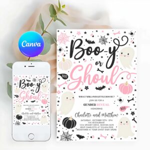 Halloween Gender Reveal Invitation, Halloween Gender Reveal Invitation Little Boo Ghost Gender Reveal Boo-y Ghoul Gender Reveal Halloween Reveal