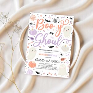 Editable halloween gender reveal invitation little boo ghost gender reveal boo y or ghoul gender reveal halloween reveal instant download v3 1