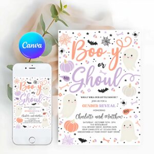 Halloween Gender Reveal Invitation, Halloween Gender Reveal Invitation Little Boo Ghost Gender Reveal Boo-y or Ghoul Gender Reveal Halloween Reveal
