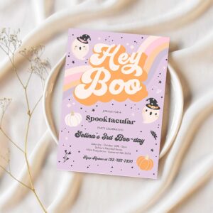 Editable halloween ghost birthday invitation girly cute retro spooky ghost birthday party spooktacular halloween party instant download sg 1