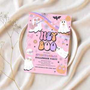Editable halloween party invitation kids cute pink ghost halloween party spooktacular spooktacular halloween kids party instant download vu 1
