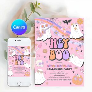 Spooktacular Invitation, Halloween Party Invitation Kids Cute Pink Ghost Halloween Party Spooktacular Spooktacular Halloween Kids Party