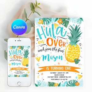 Hawaiian Invitation, Hawaiian Luau Birthday Invitation