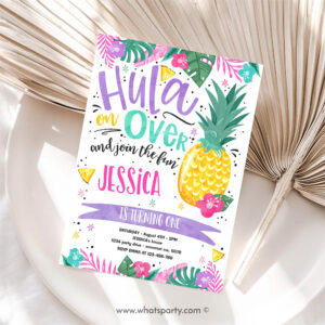 Hawaiian Invitation, Hawaiian Luau Birthday Invitation Pineapple 1st Birthday, Birthday Party, Luau 1st Birthday, Birthday Invitation