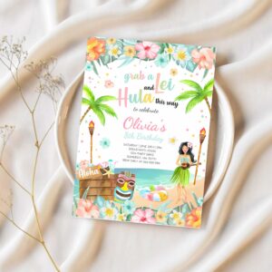 Editable hawaiian luau birthday party invitation tropical luau pool party birthday party hawaiian birthday luau pool party 1