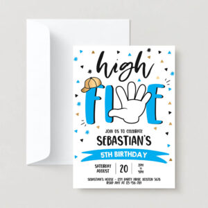 Editable high five birthday party invite hi five 5th birthday party boys 5th birthday party hi 5 fifth birthday 2