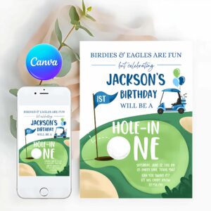 Hole in One Invitation, Hole in One Birthday Invitation