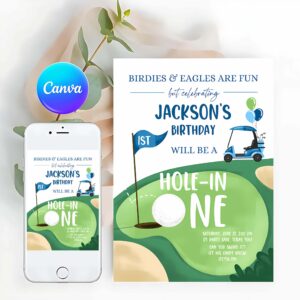 Hole in One Invitation, Hole in One Birthday Invitation