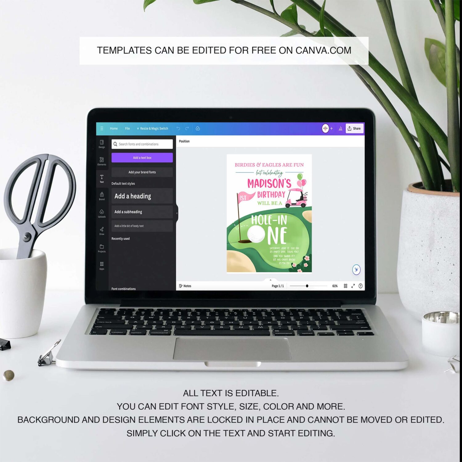 Editable hole in one birthday invitation golf first birthday par tee golf invite girl golfing download printable template digital corjl 0405 3