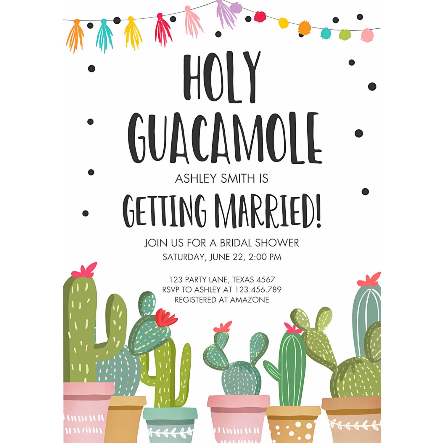 Editable holy guacamole bridal shower invitation fiesta couples shower cactus succulent mexican 4