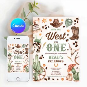 Cowboy Invitation, How The West Was One Birthday Party, Cowboy Birthday Invitation