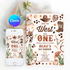 Cowboy Invitation, How The West Was One Birthday Party Invitation