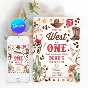 Cowboy Invitation, How The West Was One Birthday Party Invitation