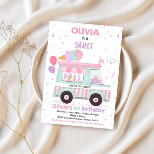 Editable ice cream truck birthday invitation ice cream sweet one 1st party invitation sweet one ice cream birthday party 1