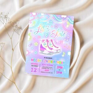 Editable ice skating invitation tie dye ice skating party invite glow tie dye ice skating party neon glow skating party instant download oq 1