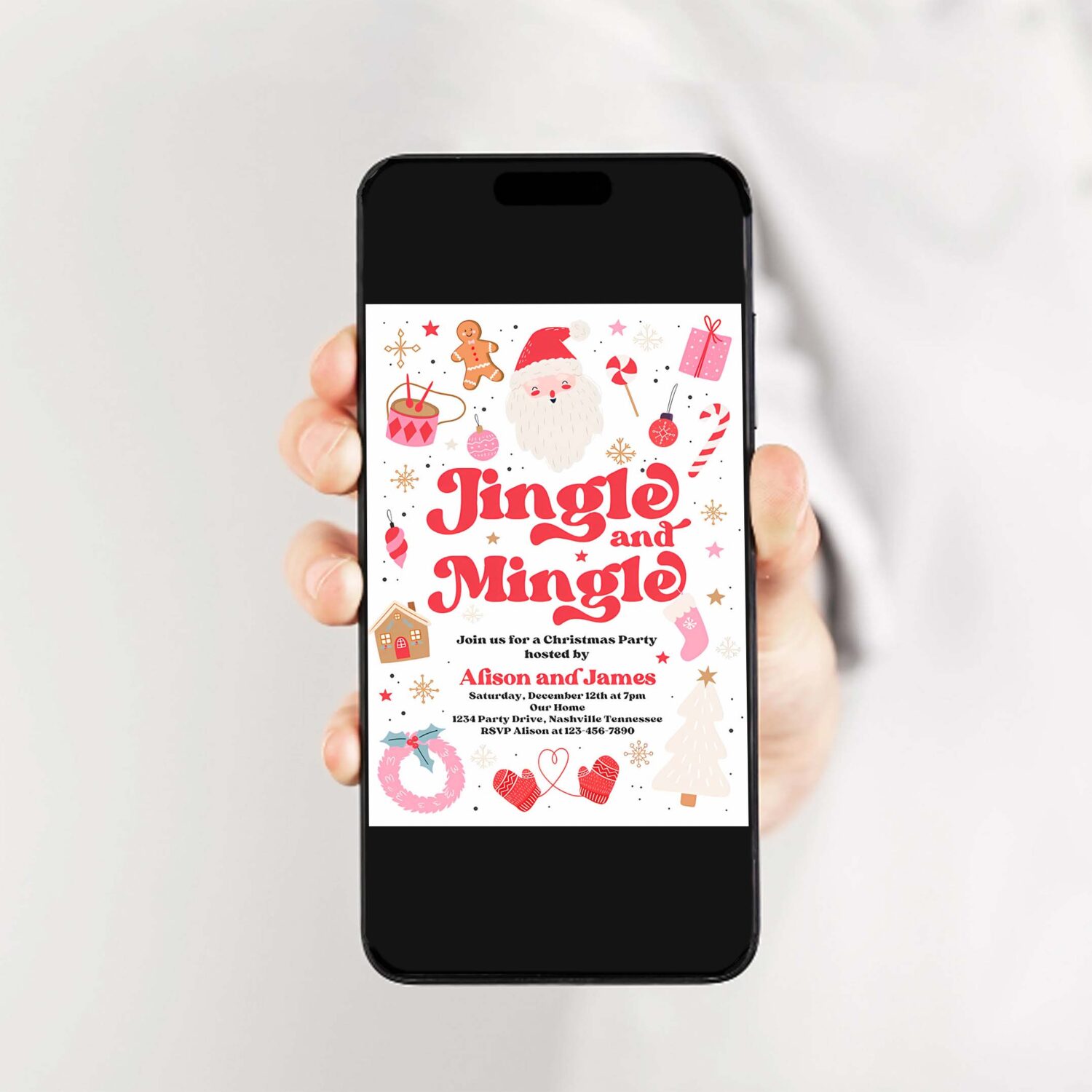 Editable jingle and mingle christmas party invitation jingle and mingle holiday party invitation santa christmas party instant download hhy 2
